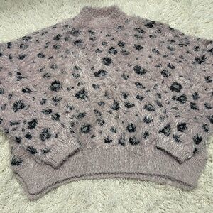 Candie's Fuzzy Leopard Print Sweater - Pink and Black